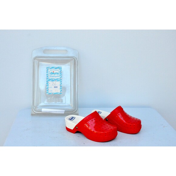 Girls CHICCO Red Clogs Italian Sandals - DEADSTOCK Chicco 70s 80sEu 26